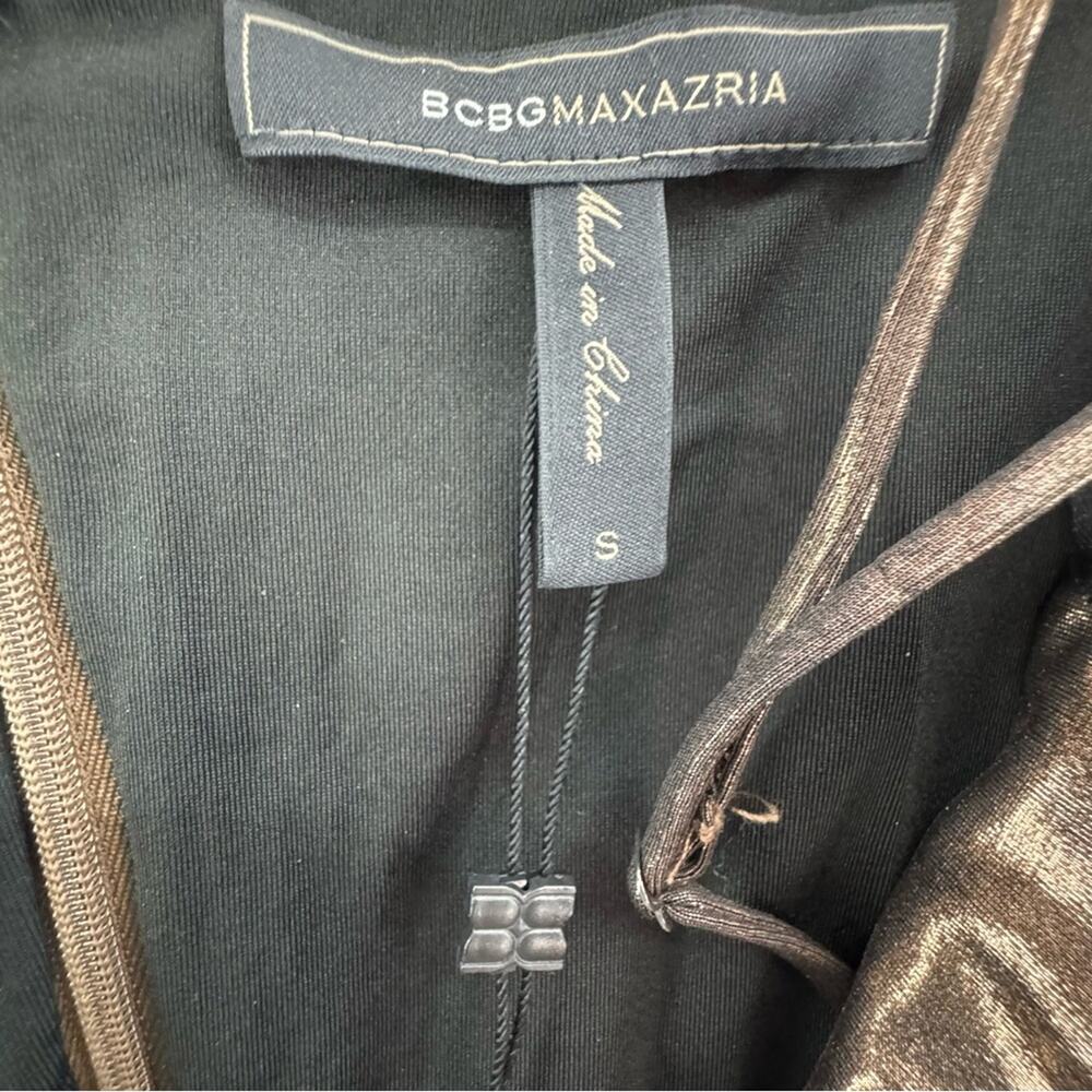 NWT BCBG Maxazria One Shoulder Rose Gold Metallic Rouched Dress size Small - Picture 4 of 6